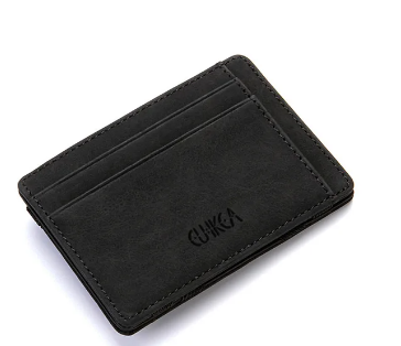 Ultra Thin Men Male PU Leather Mini Small Magic Wallets Zipper Coin Purse Pouch Plastic Credit Bank Card Case Holder Men Purses