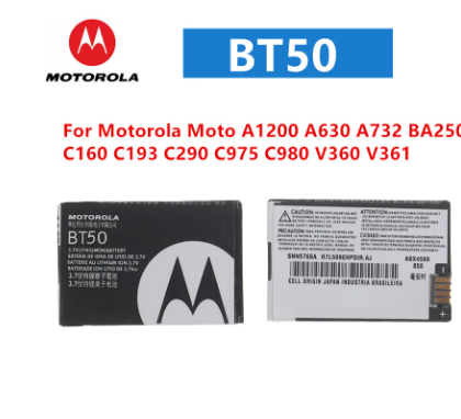 Original Battery BT50 For Motorola Moto A1200 A630 A732 BA250 C160 C193 C290 C975 C980 V360 V361 Replacement Phone Battery