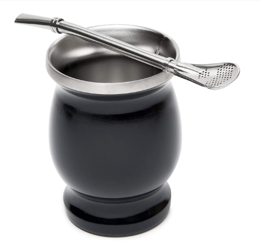 Yerba Mate Gourd Set Double-Wall Stainless Steel Mate Tea Cup and Bombilla Set Includes Yerba Mate Gourd (Cup) With One Bombilla