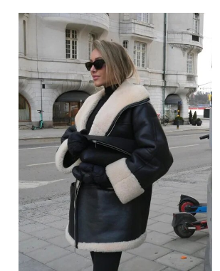 Winter Thick Plush Leather Jackets Women Office Single Breasted Turn-down Collar Overiszed Coat Female Long Sleeve Overcoat Tops