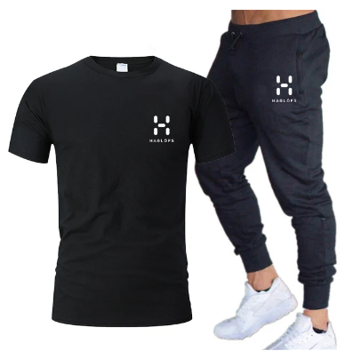 2023 Hot selling brand summer T-shirt + trousers suit leisure fitness jogging pants T-shirt hip hop fashion men's sportswear