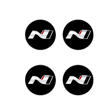 4Pcs 56mm N Logo Car Wheel Center Stickers Hub Decal Styling For Hyundai N LINE i30 i20 Sonata Accent Tucson Elantra Veloster