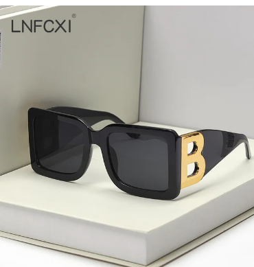 LNFCXI New Fashion Oversized The Letter B Square Luxury Trend Sunglasses Women Men Retro Rectangle Sunglasses Gafas De Sol