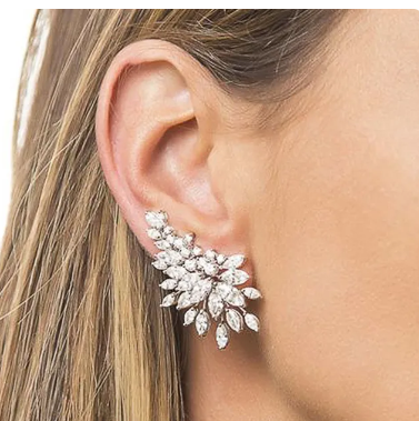 Huitan Gorgeous Women's Stud Earrings Full with Dazzling CZ Stone Sparkling Ear Piercing Earrings Party Jewelry Drop Shipping