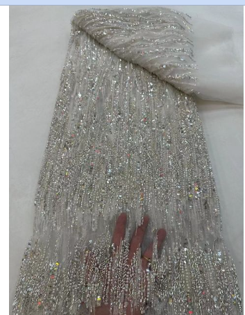 Unique Beaded Fabric Embroidery French Tulle Net African sequins Lace JIANXI.C-1302.8745 for fashion dress