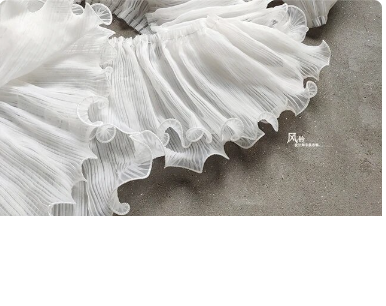Pleated Wave Lace Trim Fabric Black White Ruffle 15cm Wide DIY Patchwork Skirts Sleeves Wedding Dress Clothes Designer Fabric