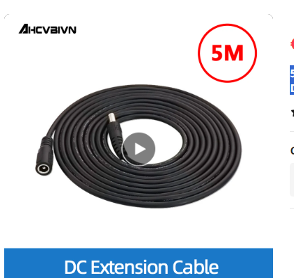 5 Meters DC 12V Power 5M Extension Cable 5.5mmx2.1mm DC Plug For CCTV Camera 12 Volt Extension Cord