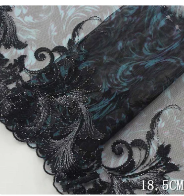 2Yards Black Blue Emebroidery Lace Trim DIY Clothing Accessories Net Lace Fabric for Bra Lingerie Sewing Crafts