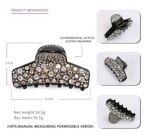 Hot Sale Hair Claw for Women Acrylic Hair Clips Full Rhinestone Hair Claws Fashion Luxurious Hair Accessories Hair Jewelry