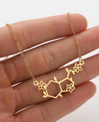 2022Now necklace Serotonin Molecule Pendant Necklace Geometric Chemistry Choker Gift For Women collier Stainless Steel Jewelry