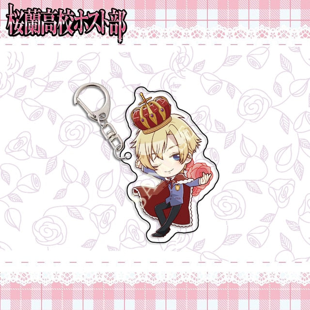 Cute Manga Anime Ouran High School Host Club Acrylic Keychain Fujioka Haruhi King Hikaru Kaoru Cartoon Pendant 6cm Friends Gift