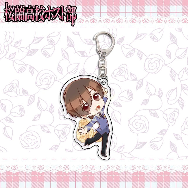 Cute Manga Anime Ouran High School Host Club Acrylic Keychain Fujioka Haruhi King Hikaru Kaoru Cartoon Pendant 6cm Friends Gift