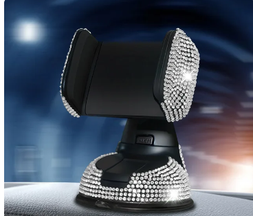 Crystal Rhinestones 360 Degree Car Phone Holder for Car Dashboard Auto Windows and Air Vent Universal Car Mobile Phone Holder