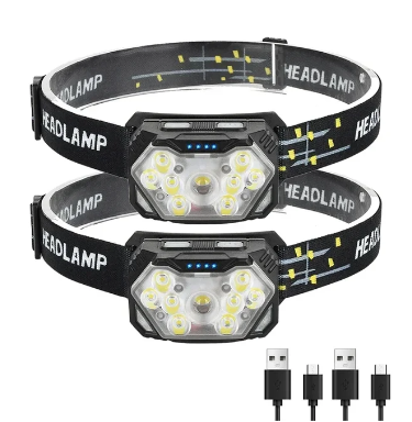 Powerful LED Sensor Headlamp USB Rechageable Headlight Led Head Torch Camping Search Light with Built-in Battery Fishing Lantern