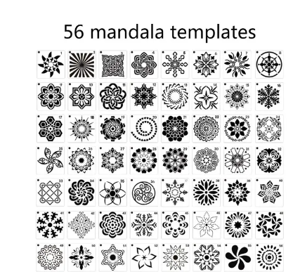 56 Pack Mandala Dot Painting Templates Stencils, Small Mandala Template Stencils for DIY Art Project Rock Painting Drop Shipping