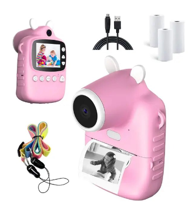 P1 Children Instant Camera Mp3 Printing Camera With Print Paper 2.4-inch HD Camcorder For Girls Toddler