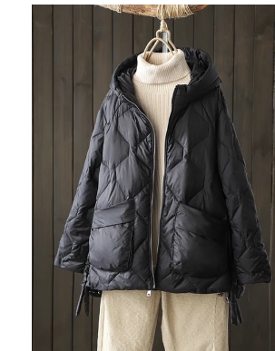 Winter Women White Duck Down Coat Casual Loose Solid Light Down Outwear Female Hooded Zipper Puffer Parka Jacket