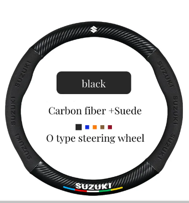 Suede+Carbon fiber Steering Wheel Cover For Suzuki Ignis Jimny Samurai grand vitara sx4 swift Alto Emblem XL7 Car Accessories