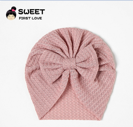 Waffle Bowknot Newborn Baby Girl Turban for Babies Soft Cotton Bow Infant Beanie Baby Headbands Toddler Baby Hair Accessories