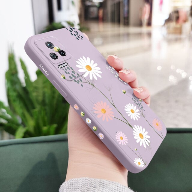 Green Daisies Phone Case For Xiaomi Poco M5S F4 X4 M4 F3 X3 M3 F2 X2 Pro 4G 5G GT Liquid Silica Cover