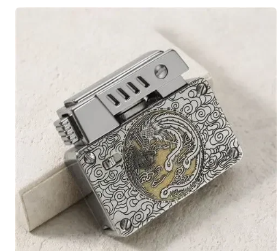 Retro Kerosene Lighter Creative Engraving Double-sided Sugar Grass Personalized One-click Ejection Ignition Men's Smoking Tool