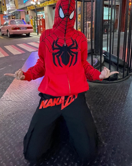 2023 Sweatshirt Pocket EMO Y2k Clothing Women's Hip Hop Hoodie Spider Web Red Hoodie Sweatshirt Zipper Warm Harajuku Punk Fun