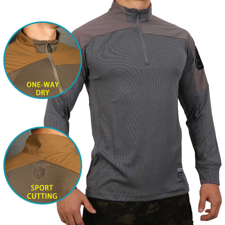 Emersongear Casual Long Sleeve Men Sport Quick Dry T Shirts Tactical Gym Wear Men Outdoor Men's Shirts With Zipper