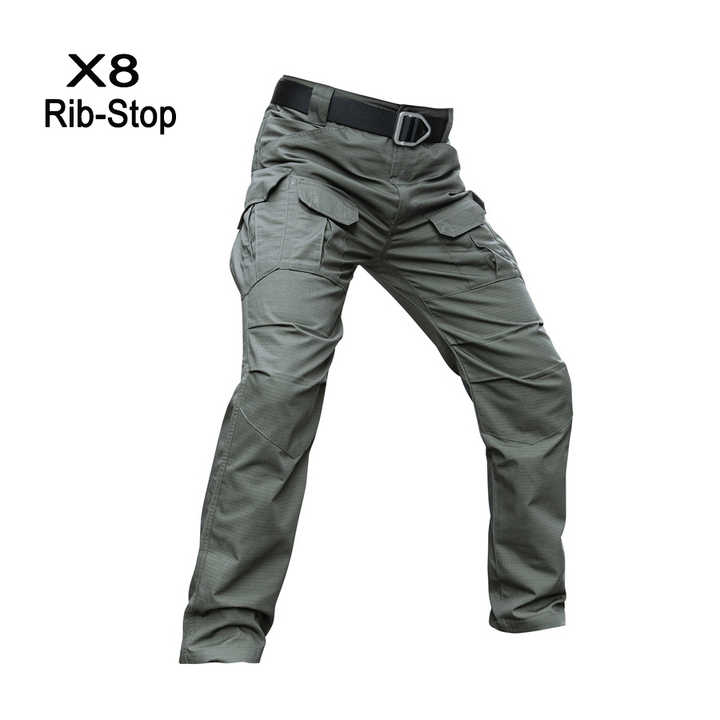 Men's Waterproof Rib Stop Tactical Pants Fans Combat Hiking Hunting Multi Pockets Worker Cargo Pant Trousers