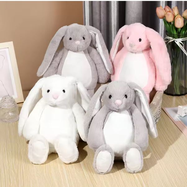 pink white grey khaki Stuffed Animal Rabbit best gift Cute Soft blank sublimation Easter Bunnies with Long Ear for heat transfer