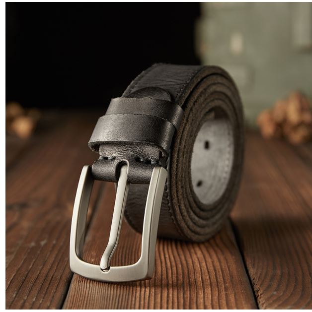 Handmade cowhide belt men's retro thick pure cowhide pin buckle men's overalls distressed genuine leather pants belt versatile