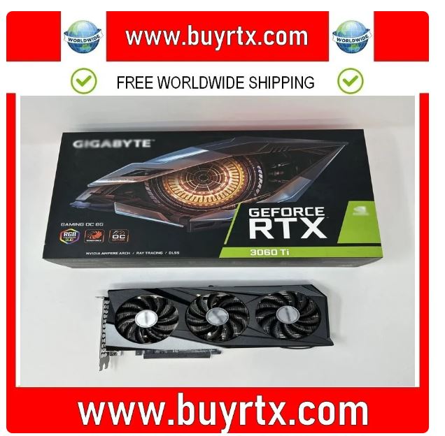 2024 USED GIGABYTE GeForce RTX 3060 Ti (REV 1.0) GAMING OC 8GB GDDR6 Graphics Card used