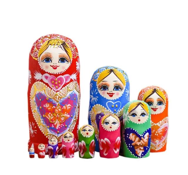 10 Layers / Set Matryoshka Wooden Russian Nesting Doll Desktop DecorChildren Christmas Gifts