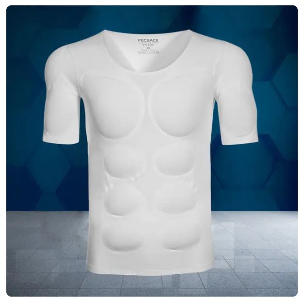 Men Body Shaper Fake Muscle Enhancers ABS Invisible Pads Top Cosplay Chest Shirts Soft Protection Fitness Muscular Undershirt