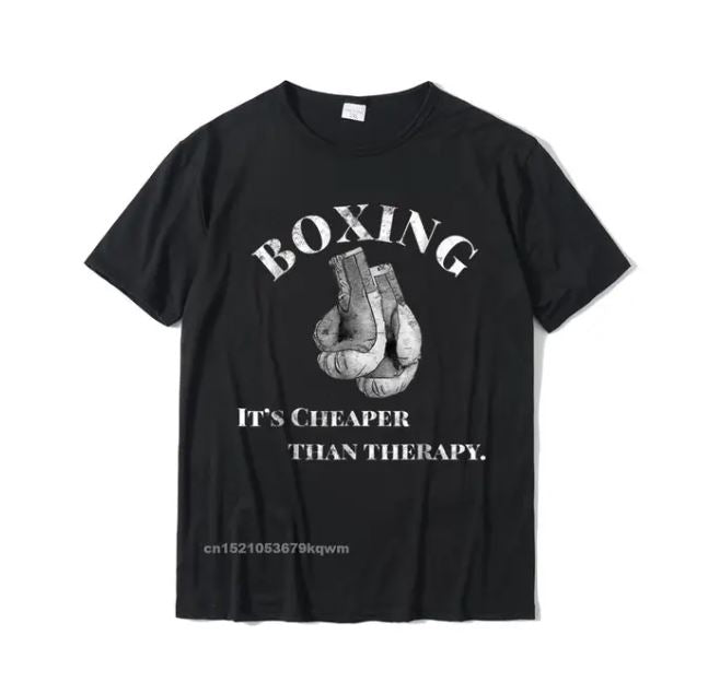 Funny Boxing T Shirt Cheaper Than Therapy New Design Mens Top T-Shirts Cotton Tops & Tees Printed On