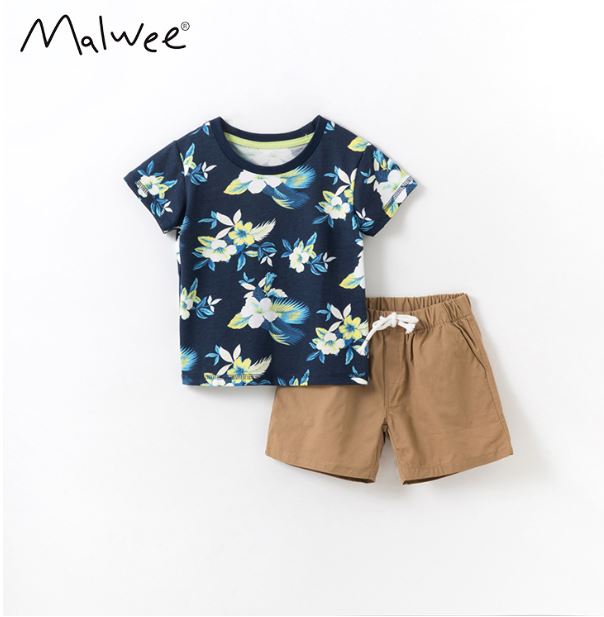 Boys suit summer short-sleeved shorts cartoon new casual children's T-shirt handsome boy children's clothing in stock