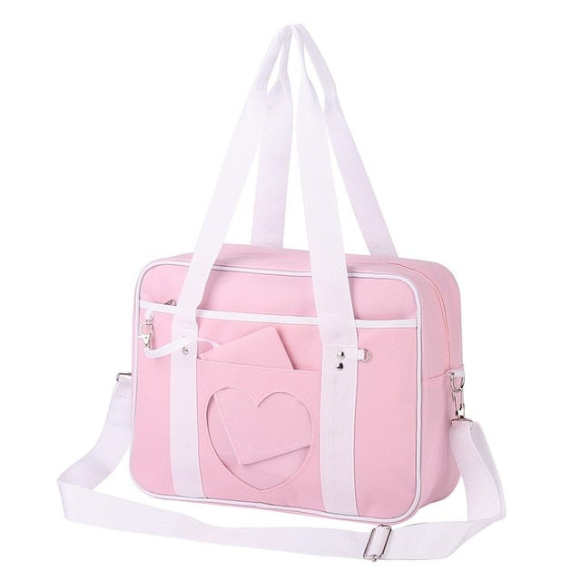 Japanese-style JK pink uniform shoulder bag women's large-capacity luggage handbag tote bag messenger bag computer bag