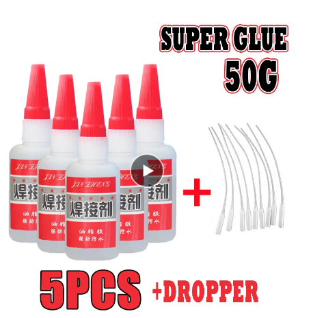 5pcs Super Glue Oily Flux Power Adhesive Shoes Metal Wood Ceramic Manual Diy Grease Glue 50ml Acrylic Adhesive With Sprinkler