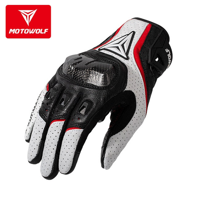 Motorcycle Gloves Men Leather Gloves Summer Cycling Motorbike Guantes Moto Motocross Bicycle Touch Screen Breathable Protective