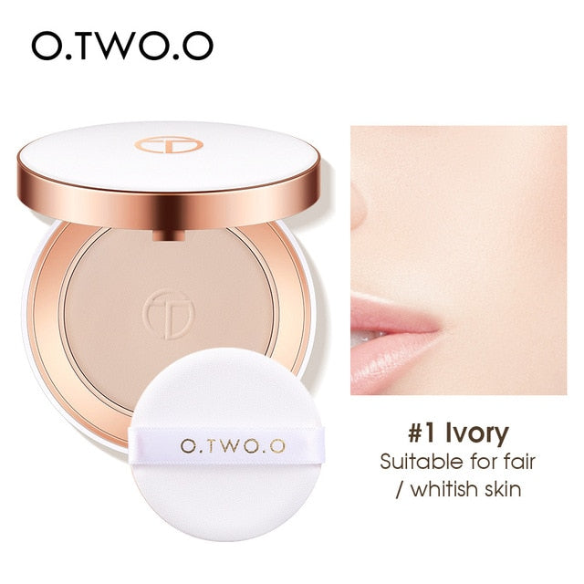 O.TWO.O Natural Face Powder Mineral Foundations Oil-control Brighten Concealer Whitening Make Up Pressed Powder With Puff