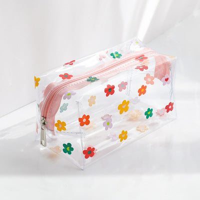 Large-capacity ins Hyuna flower fashion transparent waterproof cosmetic bag female portable girl storage travel wash bag