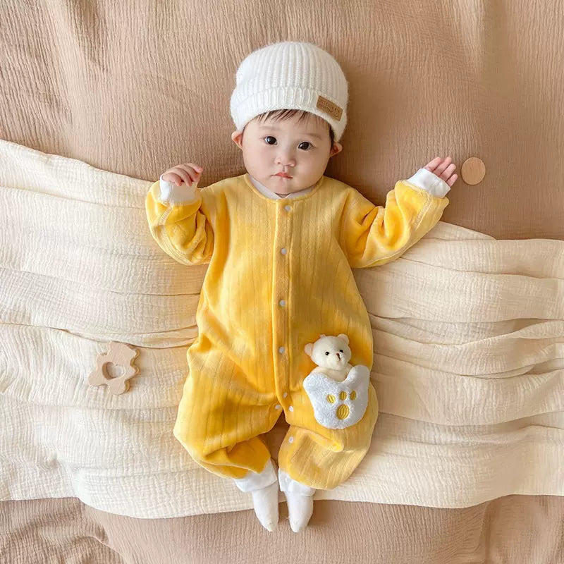 Baby clothes autumn and winter onesies plus velvet and thickening to keep warm when going out men and women baby winter clothes newborns winter clothes