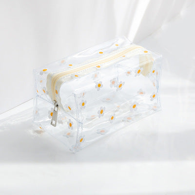 Large-capacity ins Hyuna flower fashion transparent waterproof cosmetic bag female portable girl storage travel wash bag