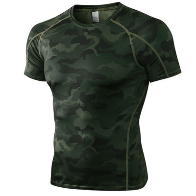 Camouflage green sports lining men's physical training clothing quick-drying bottoming tights military fans fitness inner short-sleeved long-sleeved