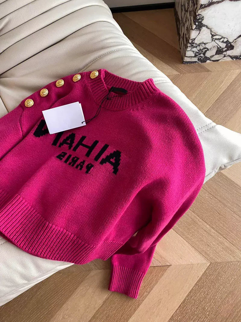 Pitaya sweater women's autumn and winter 2023 new hot style thickened short design Hong Kong flavor retro chic lazy style