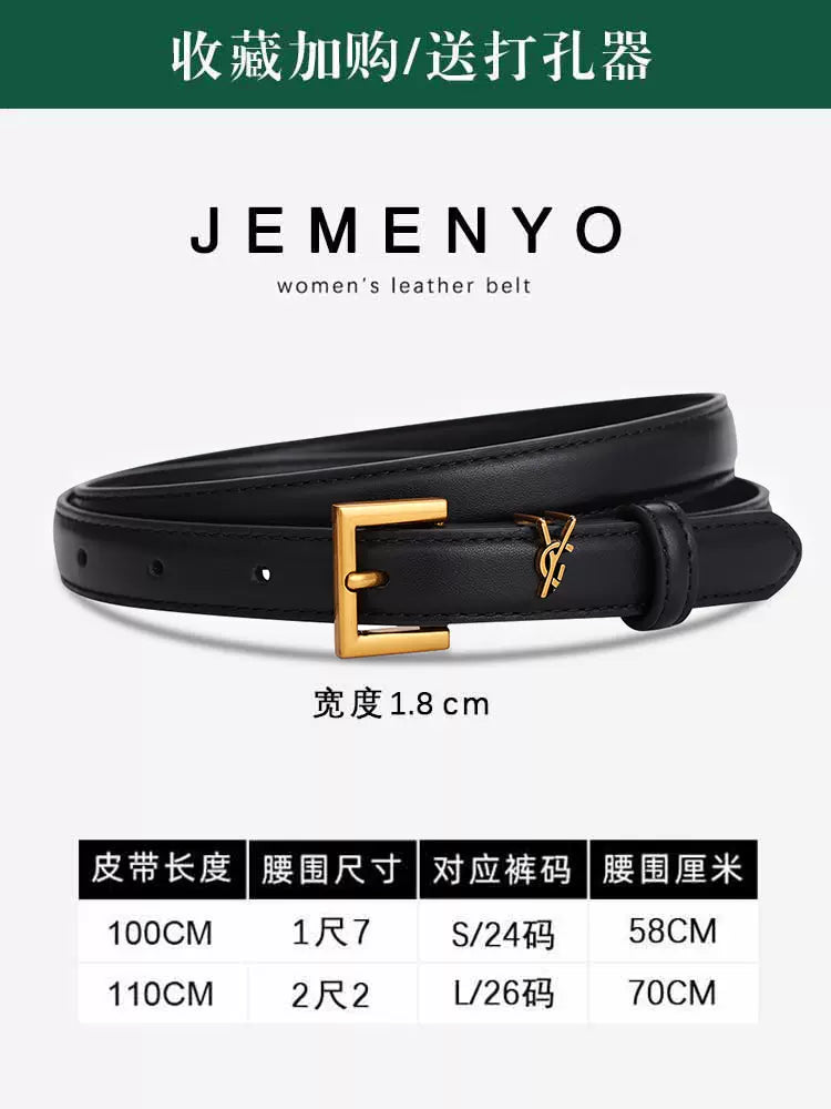 Thin belt women's leather all-match high-end decorative belt 2023 new summer retro black jeans belt