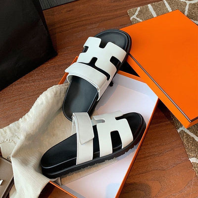 Ugly cute shoes second uncle shoes thick-soled one-word sandals and slippers women's summer outerwear muffin beach one-word slippers with Velcro