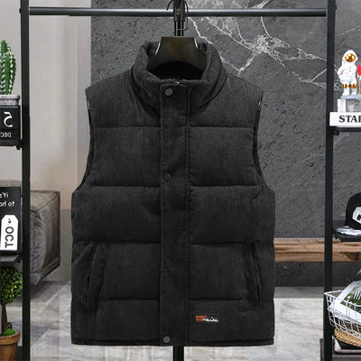 Vest Men's Autumn and Winter Youth Stand Collar Trendy Corduroy Vest Thickened Warm Men's Handsome Vest Jacket