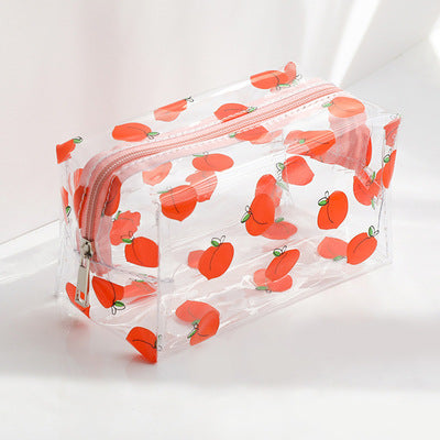 Large-capacity ins Hyuna flower fashion transparent waterproof cosmetic bag female portable girl storage travel wash bag