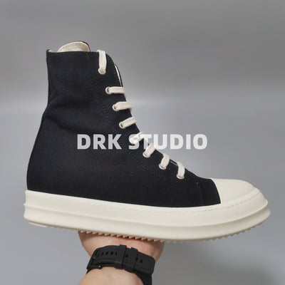 D's homemade 19ssRO sub-line black and white canvas high-top shoes with milky bottom double-line men's and women's couple shoes dark trendy shoes