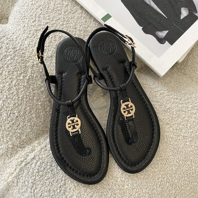 2023 summer new style flip-flop sandals women's outerwear flat-bottomed niche all-match fashionable Roman herringbone flip-flop sandals